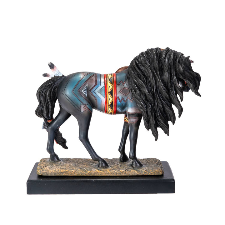 Side view of Sacred Guardian Native American horse figurine by Laurie Prindle showing profile and hand-painted resin detail