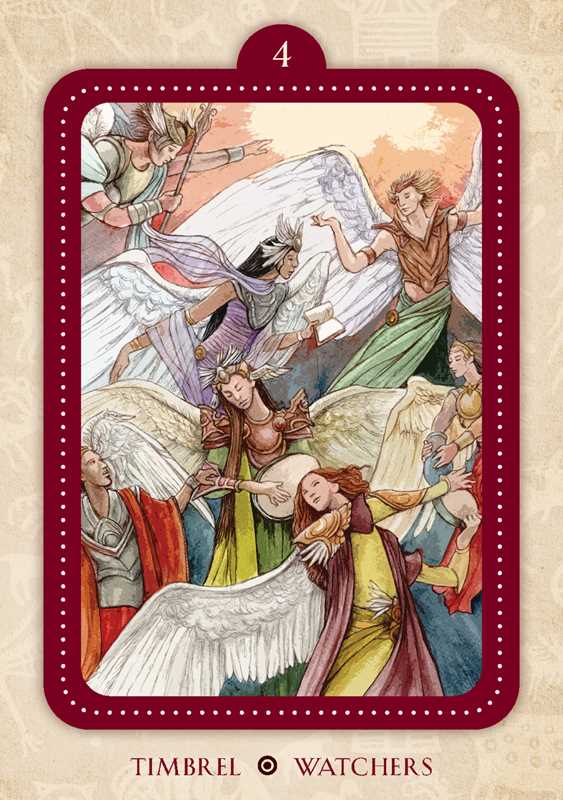 Detailed view of Spirit of the Drum Oracle card featuring sacred drumming imagery and symbolism of the Timbrel Watchers card