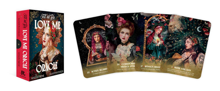 Tell Me You Love Me Oracle cards spread showing romantic artwork by SandyTatoo