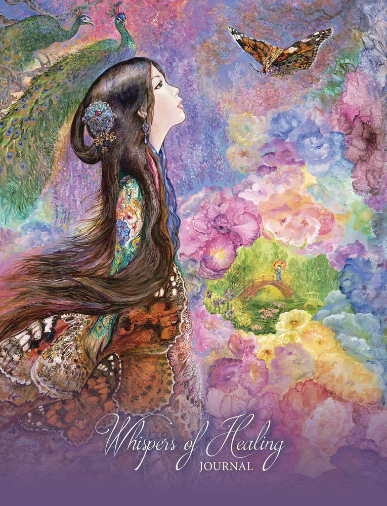 Whispers of Healing Journal by Angela Hartfield and Josephine Wall – deluxe spiritual wellness journal cover with fantasy artwork