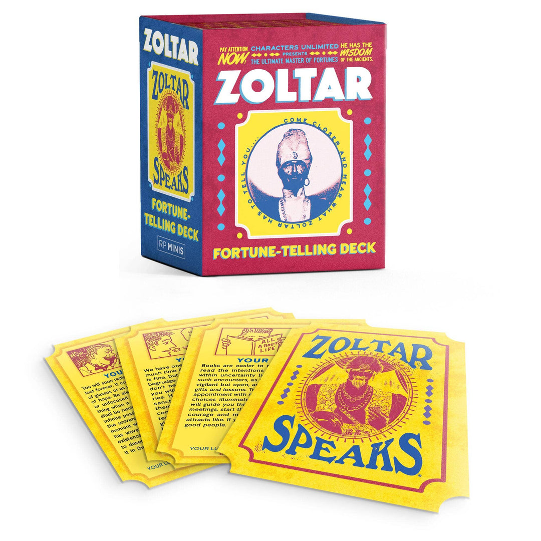 100 mini Zoltar fortune-telling cards spread showing authentic arcade fortune teller wisdom