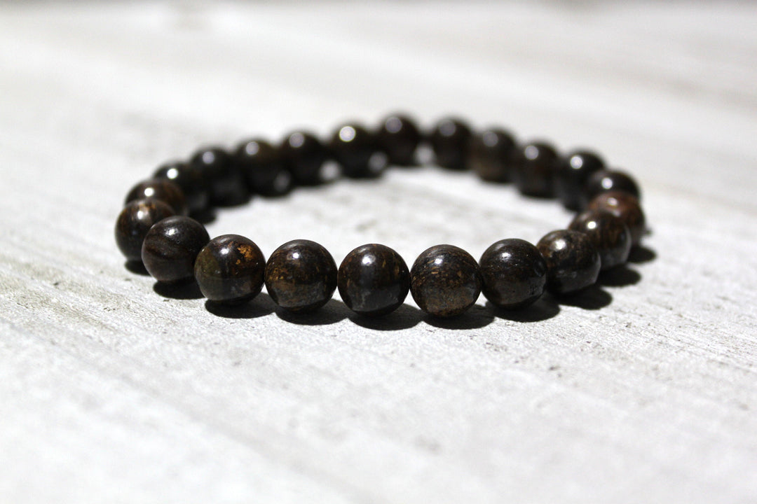 Reiki Charged Bronzite 8mm round crystal bracelet for psychic protection and grounding