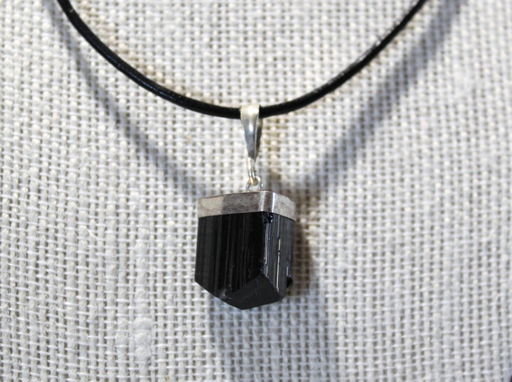 Reiki Charged Black Tourmaline Silvertone Necklace