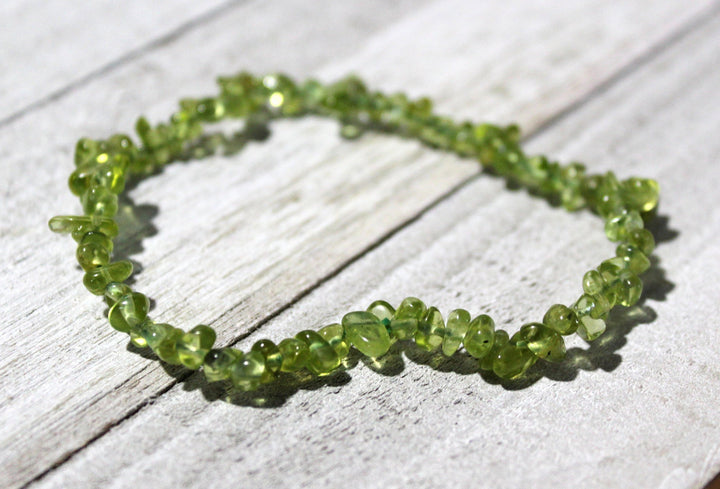 Peridot Small Chip Bracelet - August Birthstone - Abundance, Wealth, Balance Chakras