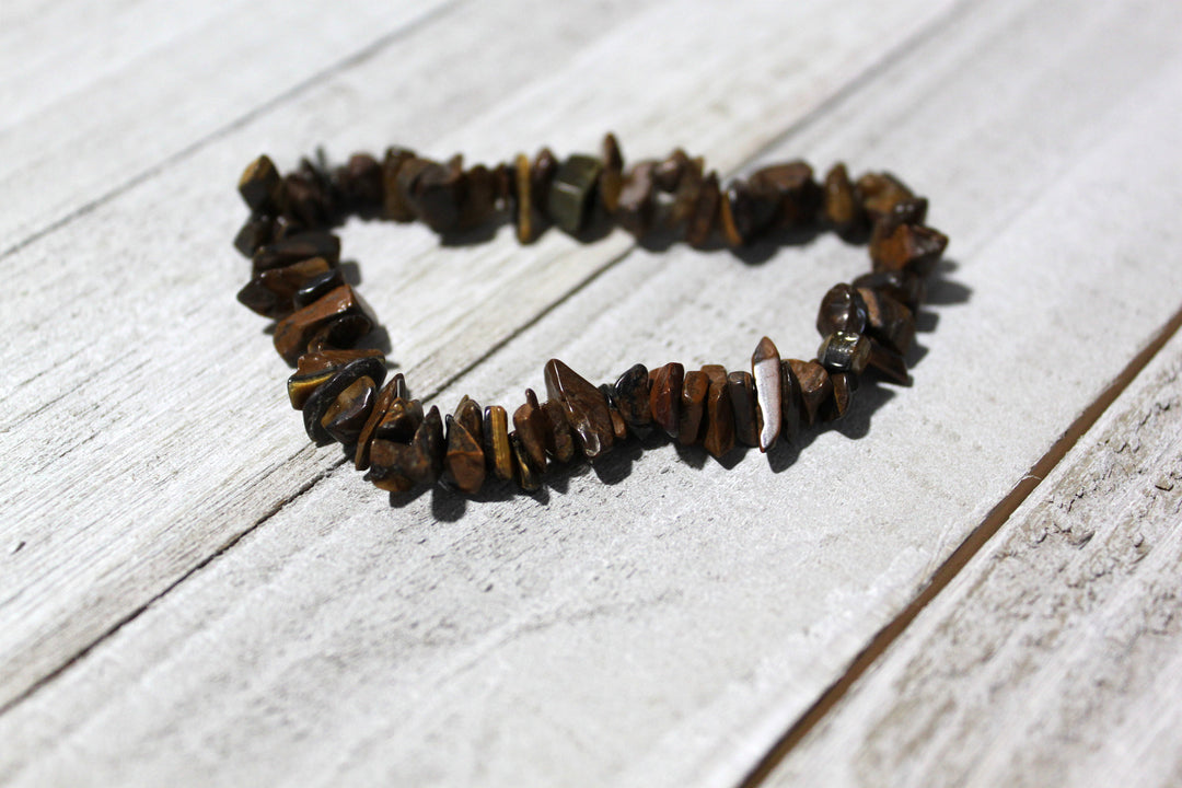Tiger's Eye Chip Bracelet - Focus, Protection, Balance, Attract Good Luck, Courage