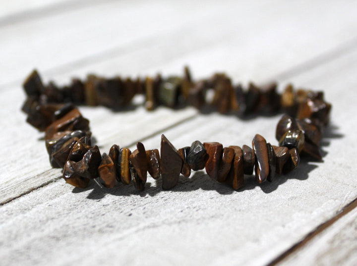 Tiger's Eye Chip Bracelet - Focus, Protection, Balance, Attract Good Luck, Courage