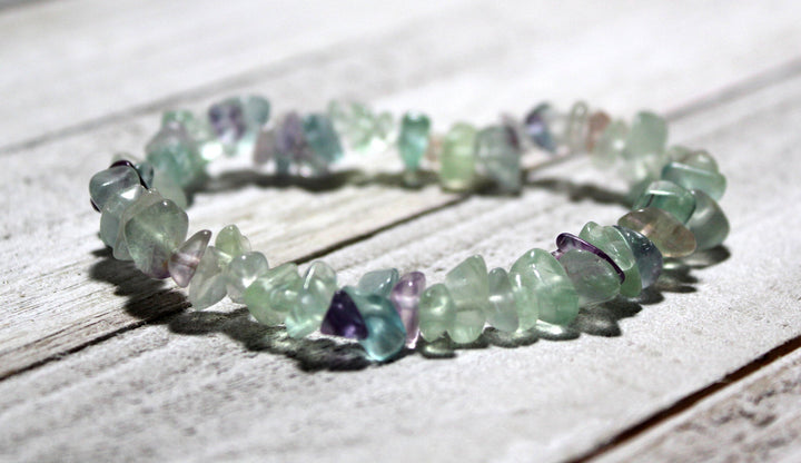 Fluorite Chip Bracelet - Enhance Focus, Cleanse Mind, Body & Spirit, Spirit Realm, Angels, Violet Flame Energy
